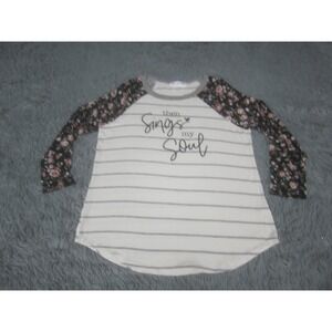 Then Sings my Soul Shirt‎ Womens Small White Floral Sleeves Not of this World